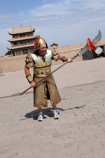 22 6l8. eclipse - China - Gordon - Adam as warrior at Great Wall fort