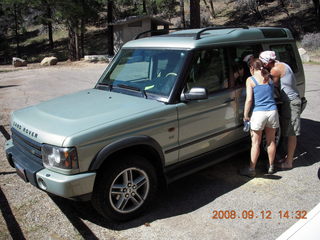 Marcelle and Dustin and Land Rover at Pine Valley, Utah