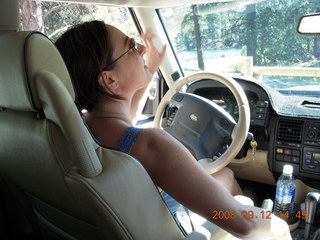Marcelle driving Land Rover at Pine Valley, Utah