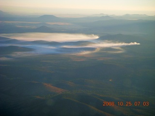 aerial - patchy ground fog near Jerome
