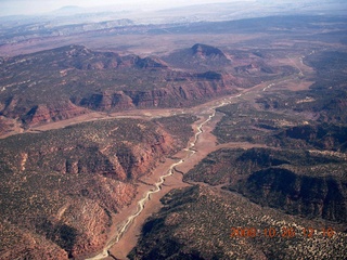 aerial - Utah landscape - rivers meet in orange rock area