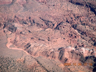 aerial - Utah landscape - rivers meet in orange rock area
