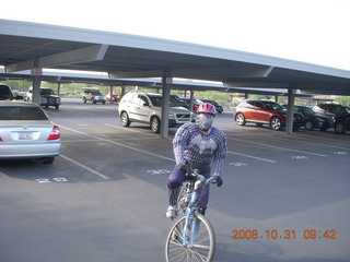 Adam as Spiderman on Halloween riding bike