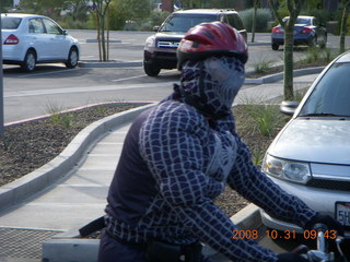 Adam as Spiderman on Halloween riding bike