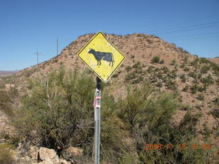 157 6pf. Verde Canyon - Sycamore Canyon Road run - sign with bullet holes