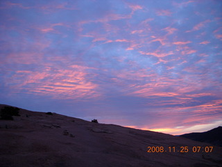 8 6pr. Arches National Park - Delicate Arch hike - red sky of sunrise