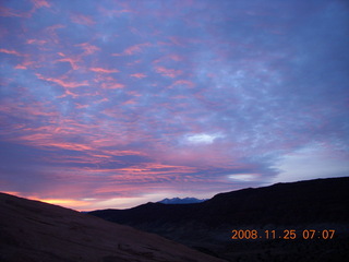 9 6pr. Arches National Park - Delicate Arch hike - red sky of sunrise