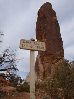 Arches National Park - Devils Garden - Dark Angel sign