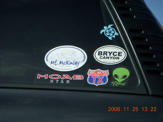 183 6pr. Arches National Park - place stickers on some guy's SUV
