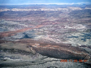 aerial - Canyonlands (CNY) to Hanksville (HVE), cloudy dawn