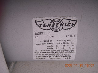 label on my propeller on N4372J