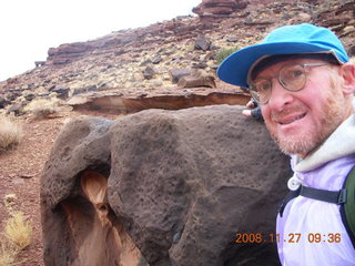 96 6pt. Canyonlands National Park - Lathrop trail hike - Adam and interesting rock