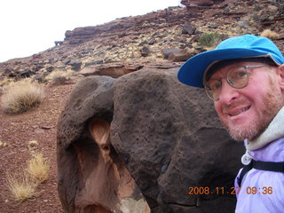 97 6pt. Canyonlands National Park - Lathrop trail hike - Adam and interesting rock