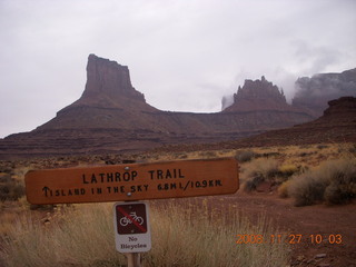 136 6pt. Canyonlands National Park - Lathrop trail hike - sign at white rim road