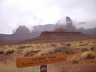 137 6pt. Canyonlands National Park - Lathrop trail hike - sign at white rim road