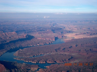 aerial Lake Powell area amid clouds