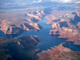 aerial Lake Powell with clouds