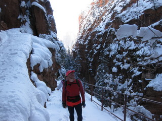 beth's Saturday zion-trip pictures - Zion National Park - Angels Landing hike - Debbie behind Adam