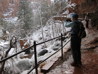 beth's Sunday zion-trip pictures - Zion National Park - Emerald Ponds hike - Adam taking a picture