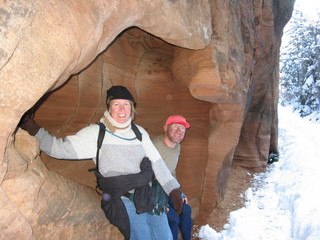 7 6qk. debbie's Zion-trip pictures - Beth, Adam in the rock