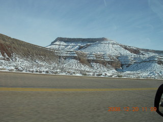 18 6ql. drive from saint george to zion - snowy mountains