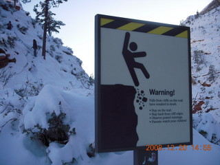 77 6ql. Zion National Park - Angels Landing hike - danger sign