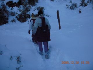 84 6ql. Zion National Park - Angels Landing hike - Debbie and Beth hiking away