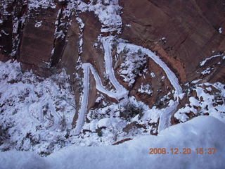 Zion National Park - Angels Landing hike - Debbie finished with snow angel