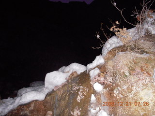 Zion National Park - ice and snow with flash