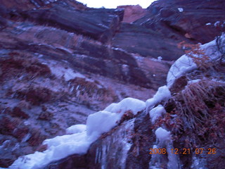 Zion National Park - pre-dawn ice and snow