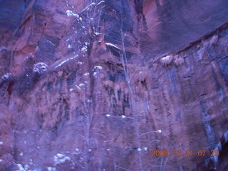 27 6qm. Zion National Park - icicles pre-dawn