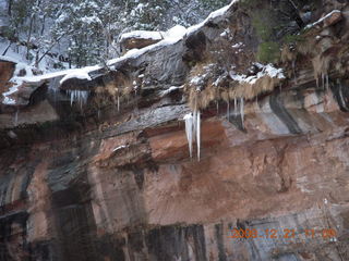 Zion National Park - Emerald Pools hike - Debbie fixing a crampon - Leatherman Supertool 2000 to the rescue