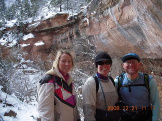 Zion National Park - Emerald Pools hike - Debbie, Beth, Adam - icicles