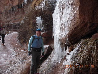 Zion National Park - Emerald Pools hike - Adam - icicles