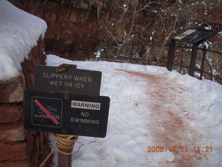 Zion National Park - Emerald Pools hike - warning sign