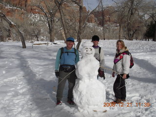 Zion National Park - Adam, snowman, Beth, Debbie
