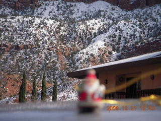 drive from zion to saint george - blurry Christmas ornament we found and scenery
