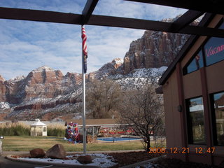 193 6qm. drive from zion to saint george - view from Bumbleberry Inn in Springdale