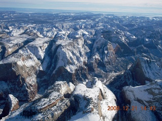 212 6qm. aerial - Zion National Park with Angels Landing in lower left corner