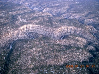 aerial - small canyon on trip to Winslow