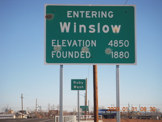21 6rx. 'Entering Winslow' sign