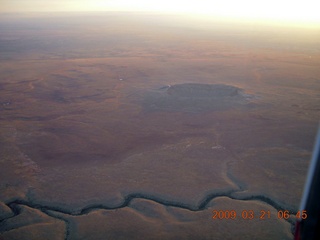 67 6tm. aerial - river/wash near Winslow - meteor crater
