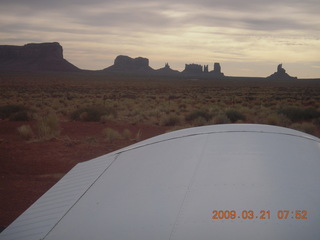 Monument Valley seen from inside my airplane on the ground