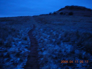 3 6uh. Canyonlands - Lathrop trail hike - predawn running through the grass