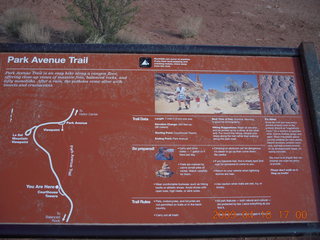 Arches National Park - Park Avenue hike - sign