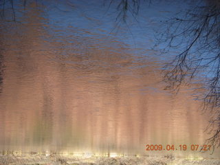 6 6uk. Moab 128 Scenic Drive morning run - cool upside-down image reflected in river