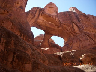 Arches National Park - Fiery Furnace hike - Squeeze Through Arch hiker