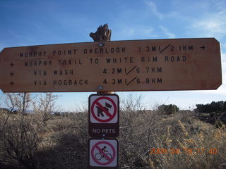 Canyonlands National Park - Murphy Trail run - sign