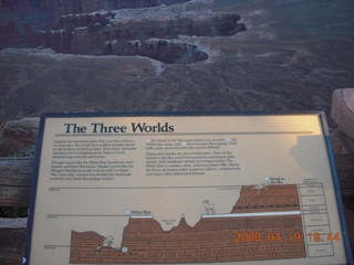 219 6uk. Canyonlands National Park - sunset at Grandview Point - sign