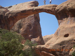 Arches National Park - Devil's Garden hike - two fellows atop Double-O Arch